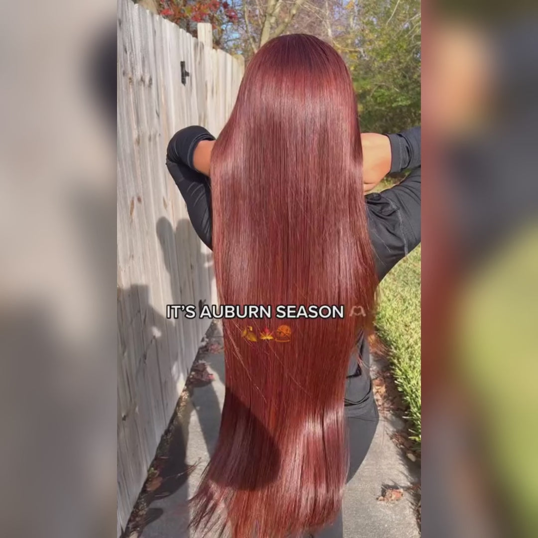 Reddish Brown Straight 13x4 / 13x6 Lace Front Straight Auburn Brown Colored Wig Human Hair-Amanda Hair
