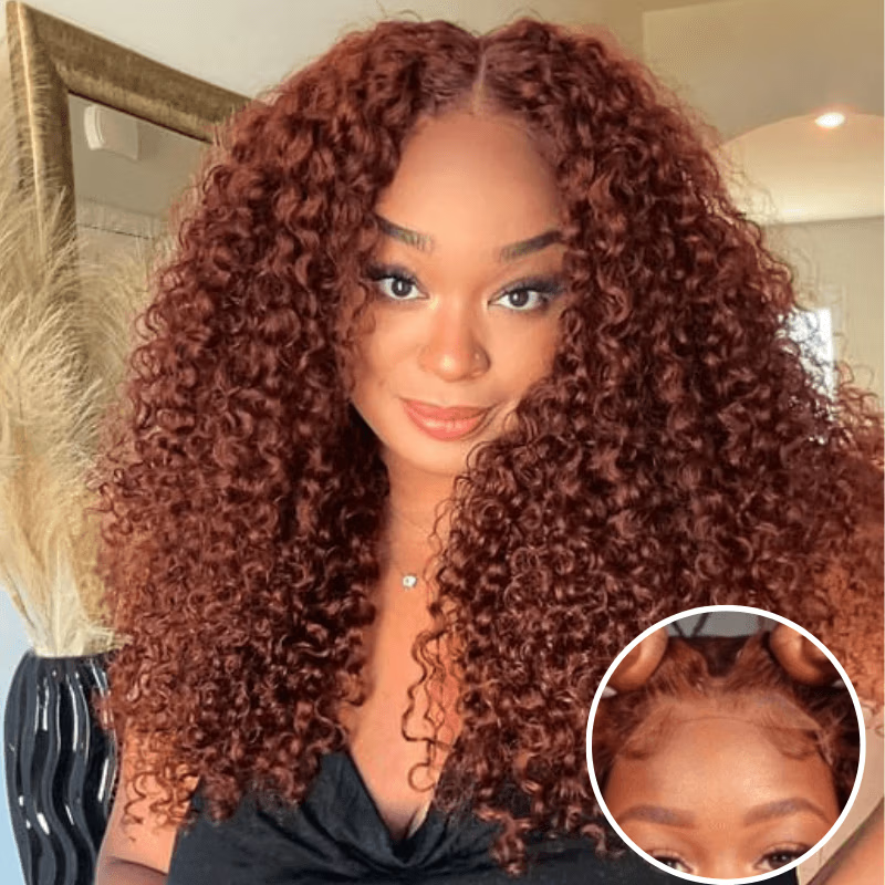 Low to $89 | Reddish Brown Color 13x4 Pre Everything Body Wave / Jerry Curly / Kinky Curly / Water Wave HD Transparent Lace Wigs Flash Sale