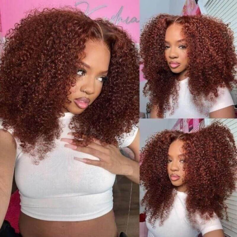 Low to $89 | Reddish Brown Color 13x4 Pre Everything Body Wave / Jerry Curly / Kinky Curly / Water Wave HD Transparent Lace Wigs Flash Sale