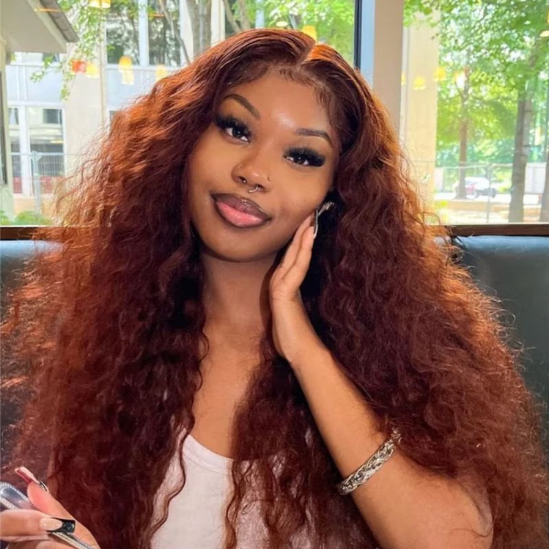 Low to $89 | Reddish Brown Color 13x4 Pre Everything Body Wave / Jerry Curly / Kinky Curly / Water Wave HD Transparent Lace Wigs Flash Sale