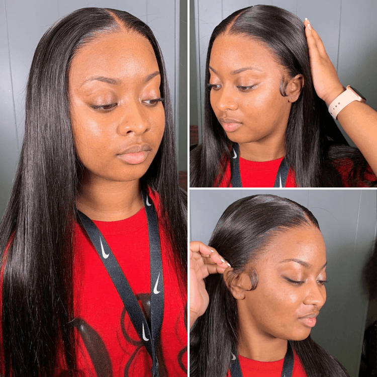 New No Slip Silky Straight 7x5 Glueless Lace Wig Put On & Go Human Hair Wigs with Invisible Drawstring