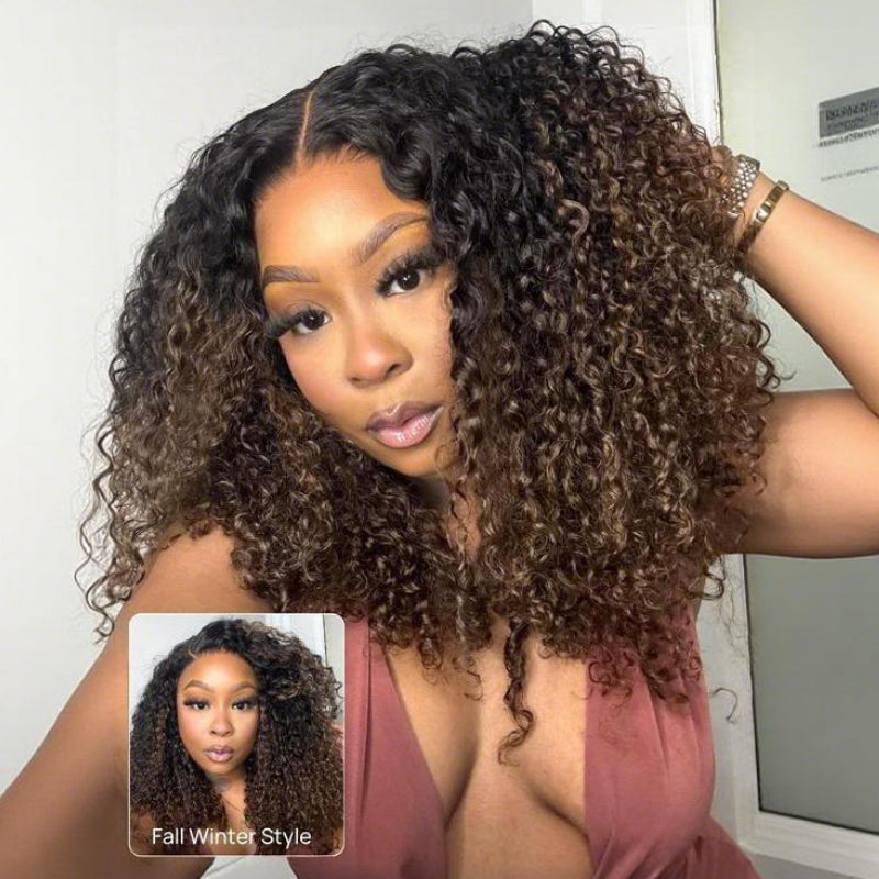 Upgrade V Part Curly Wig With Burmese Curly Ends Invisiable Drawstring Glueless Human Hair Wig Flash Sale