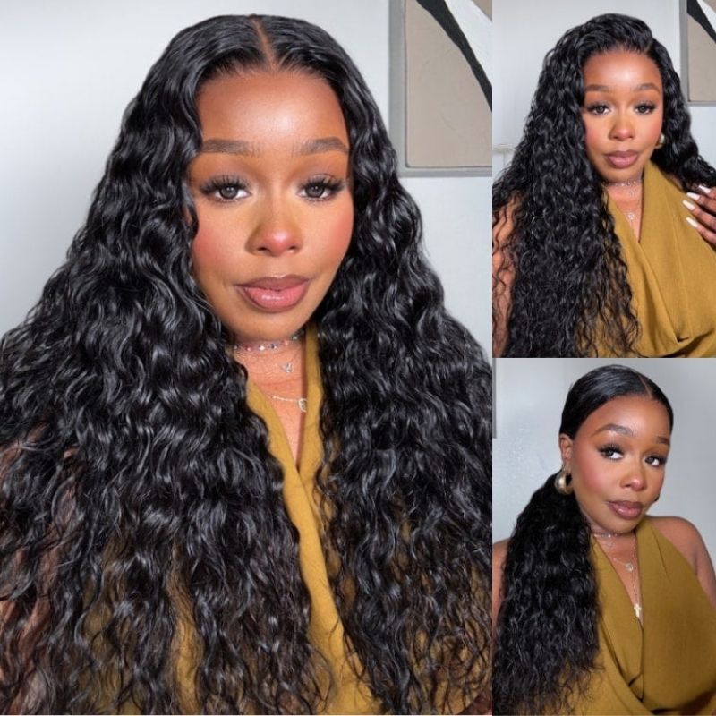 300% Density Water Wave 13x6 Full Lace Glueless Wigs Invisible Drawstring Put On and Go Wig - Amanda Hair