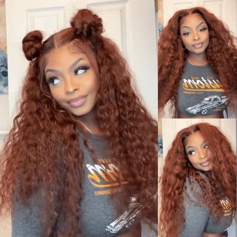 Bogo Flash Sale| Top-Selling Loose Wave Glueless 6x4 Lace Wig with Curtain Bangs + Long Water Wave Reddish Brown 7x5 Lace Wig