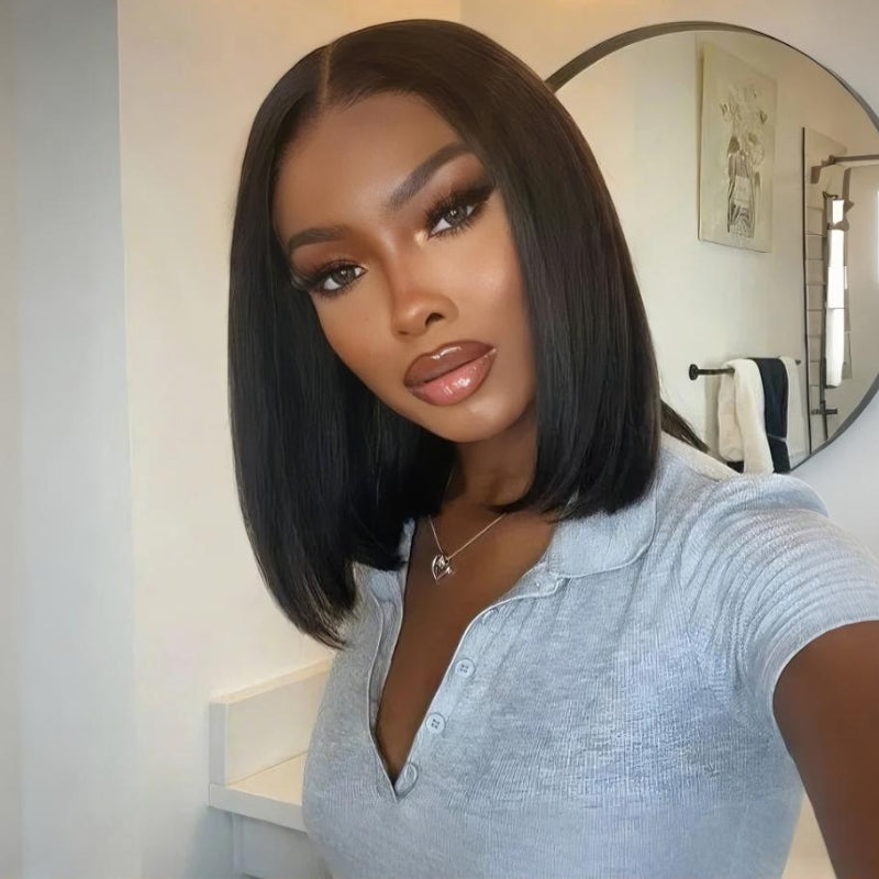 Guleless Side Part Bob Wig 13x4 Lace Front Parting Max Short Straight Wigs 180% Density Flash Sale