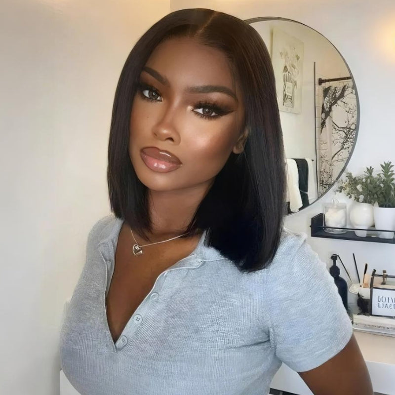 Guleless Side Part Bob Wig 13x4 Lace Front Parting Max Short Straight Wigs 180% Density Flash Sale