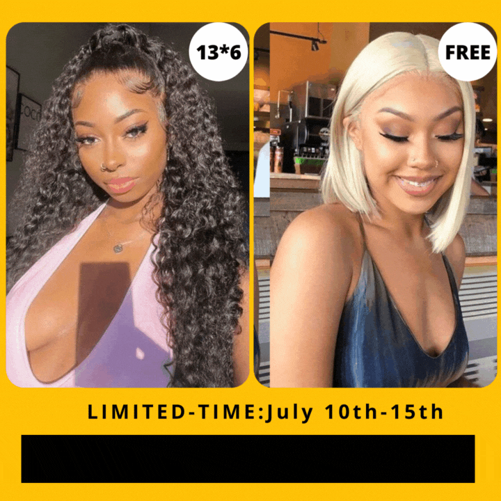 Flash Sale: Buy Deep Wave 13*6 Deep Parting HD Lace Wig, Get T Part 613 Bob Wig For Free