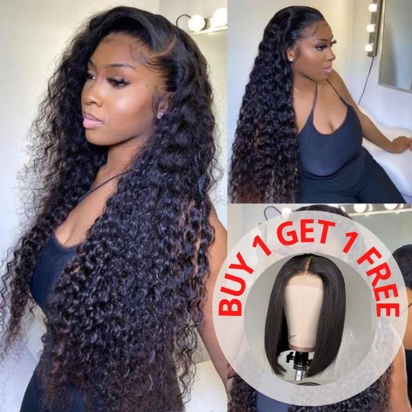 Flash Sale: Buy 13*4 Curly HD Lace Wig, Get 4*4 Bob Wig For Free