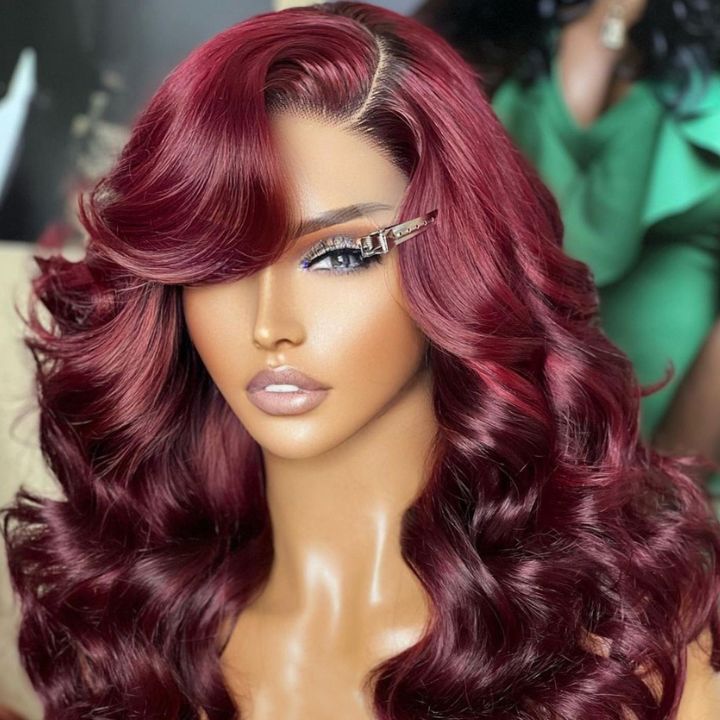 Burgundy Wigs Body Wave 13x4 Lace Front Wigs 99J Colored Wigs 4x4 HD lace closure Wigs-Amanda Hair