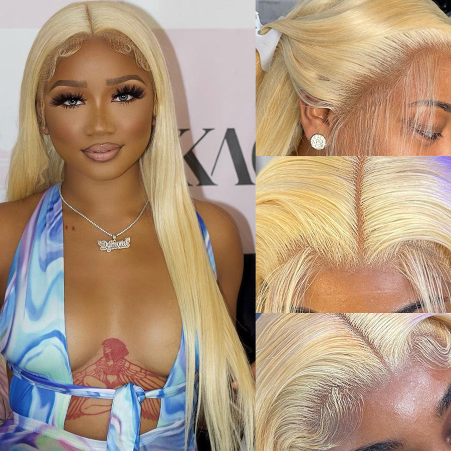 Straight Blonde Wigs 613 Straight Lace Closure Wig
