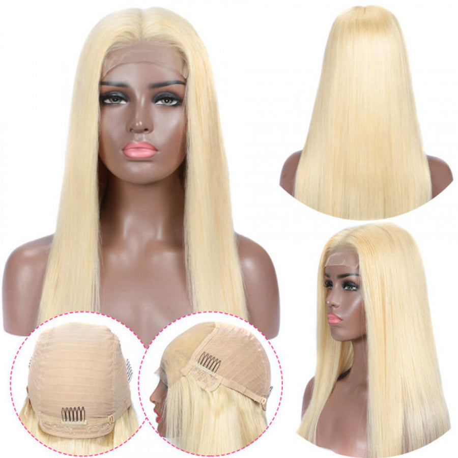 Straight Blonde wig HD Transparent Lace Closure Wig