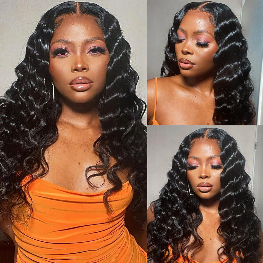 Glueless 4*4 Lace Loose Deep Wave Closure Wig Pre Plucked Natural Hair Line