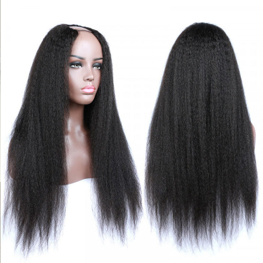 Kinky Straight U Part Human Hair Wigs 150% Density U Shape Leave Out Glueless Wigs - Amanda Hair