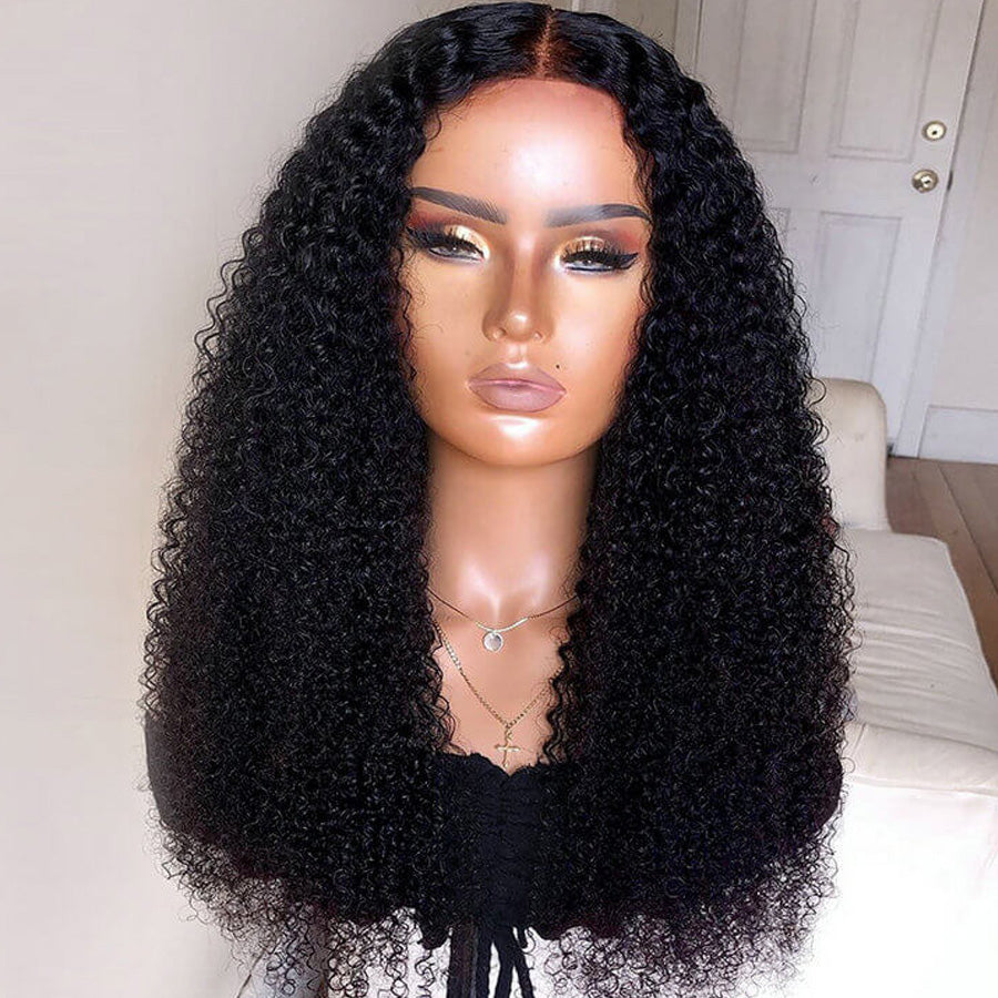 Transparent Lace Front Wig Kinky Curly Wave Human Hair Wigs