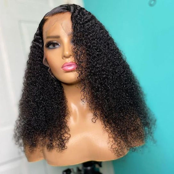 Glueless Long Kinky Curly Hair 13*4 HD Lace Front Human Virgin Hair Wig 150% /180%/250% Density-Amanda Hair