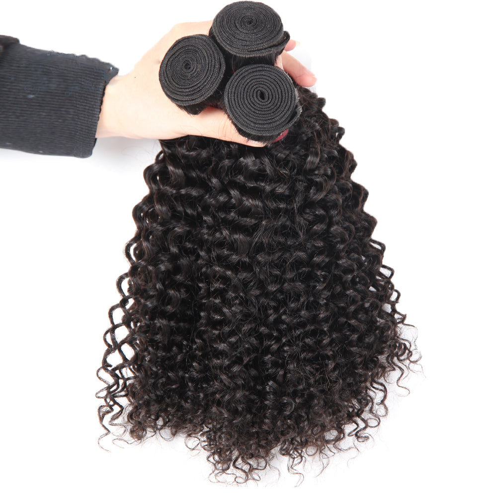 Amanda Indian Hair Kinky Curly 3 paquetes con 4 * 4 Cierre de encaje 9A Grado 100% Cabello humano sin procesar Artículo caliente de Navidad