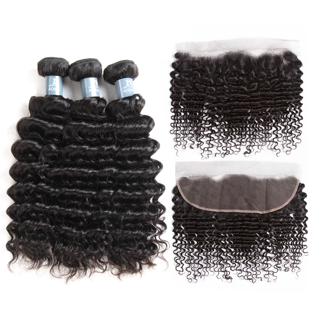 Amanda Indian Hair Kinky Curly 4 paquetes con 13 * 4 Frontal de encaje 9A Grado 100% cabello humano sin procesar