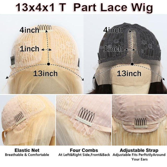 Water Wave Short Bob Wigs Human Hair T Part Lace Front Wig Pre Plucked Natural Hair Liner-Amanda Hair
