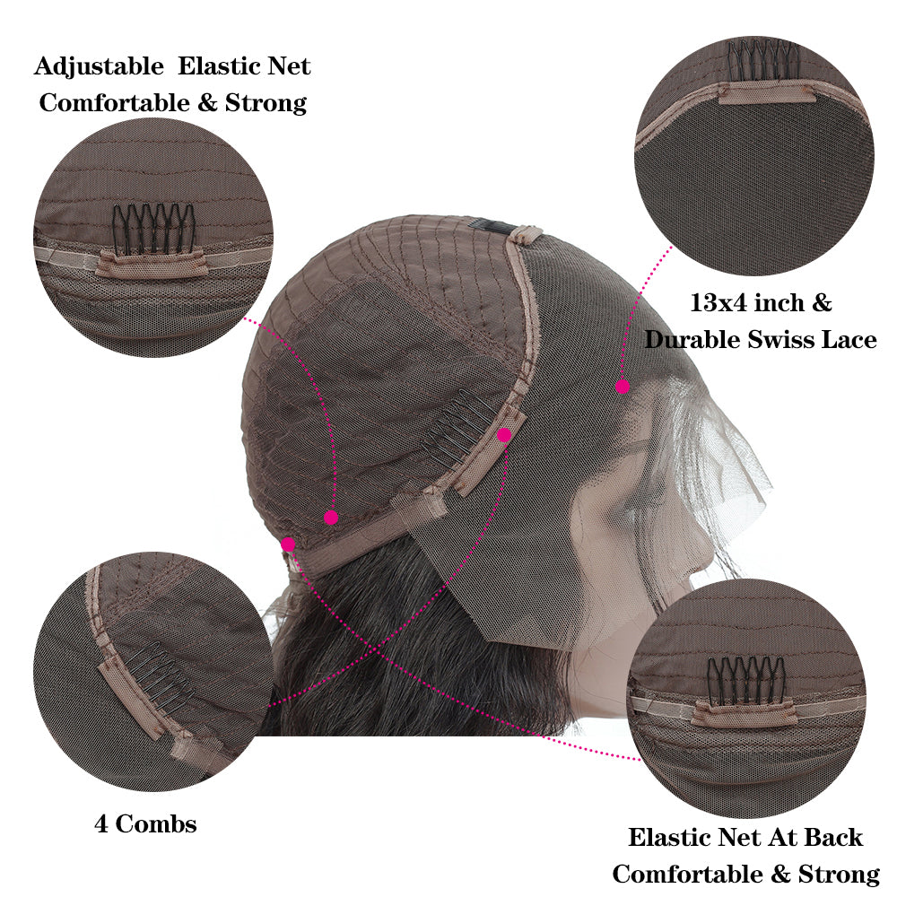 Sans colle longs cheveux bouclés crépus 13*4 HD dentelle avant perruque de cheveux humains vierges 150%/180%/250% densité-Amanda cheveux