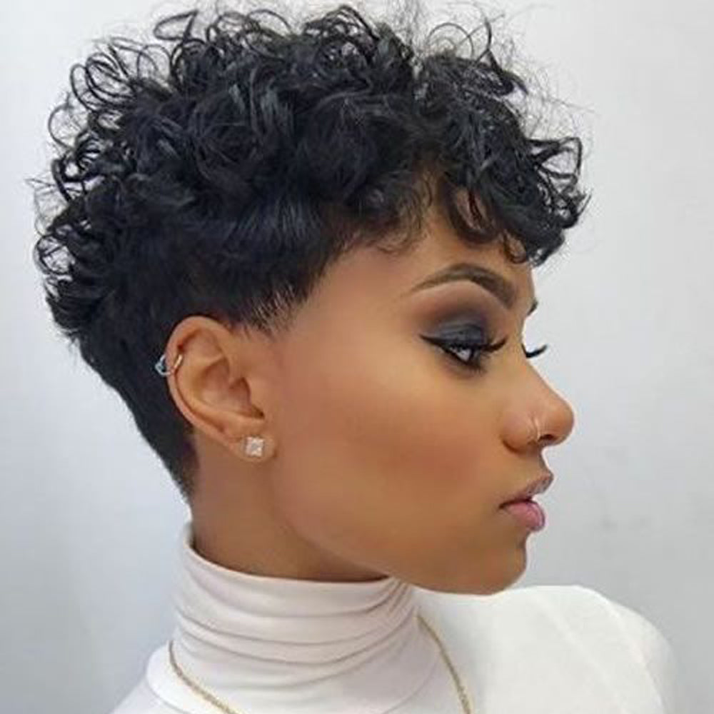 Pixie Cut Human Hair Wig 13*4 Lace Front Short Curly Bob Wig Plucked Pixie Wigs With Baby Hair - Amanda Hair