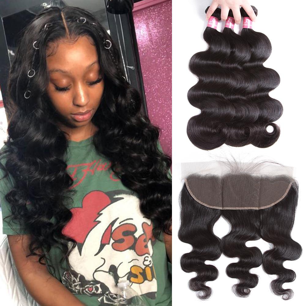 10A Body Wave 3 Bundles 100% Unprocessed Body Wave Human Hair For Black women 20 22 24”Natural Color Virgin Body Weave Hair Remy Brazilian Body Wave Bundles hair extension