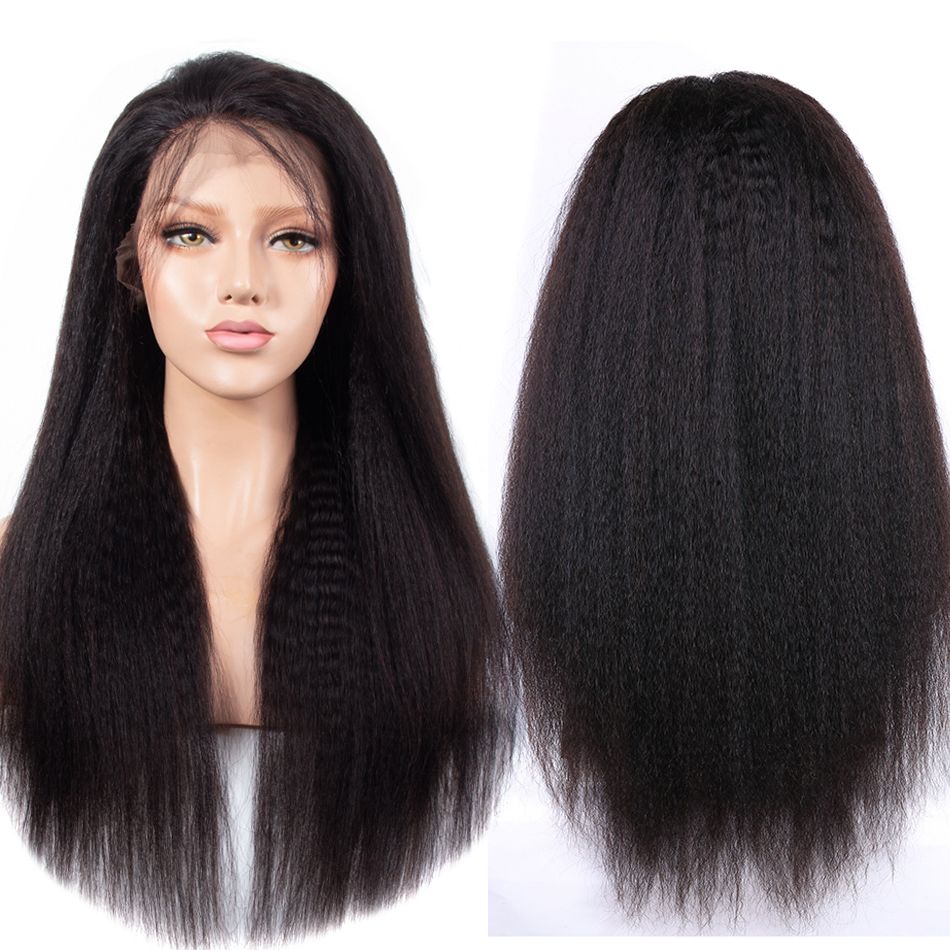 13x6 Glueless Lace Front Wig Kinky Straight Virgin Human Hair Wigs