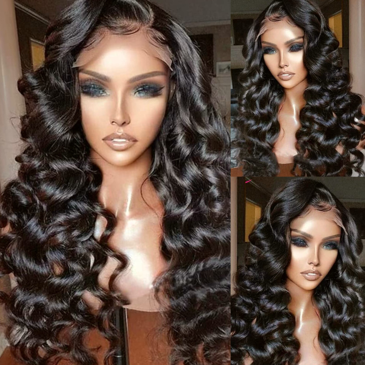 Glueless Loose Wave Wigs Virgin Human Hair 5 * 5/13 * 4 HD Lace Front Wig Pré-plumé Hairline - Amanda Hair