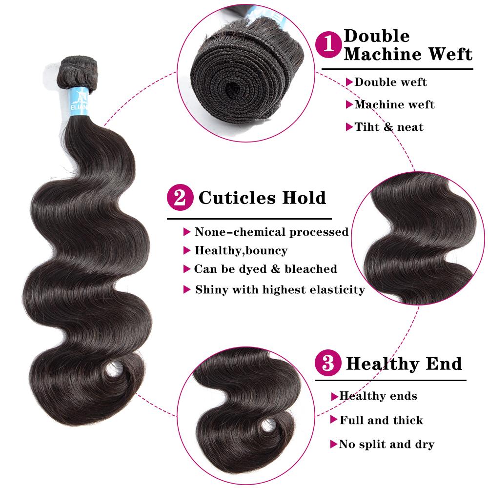 Amanda Hair Mongolian Body Wave 4 paquetes con 13 * 4 Frontal de encaje 9A Grado 100% Cabello humano sin procesar 