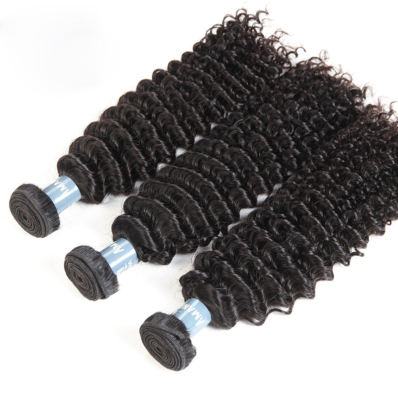 Brazilian Hair Kinky Curly 3 Bundles With 13*4 Lace Frontal 9A Grade 100% Unprocessed Human Hair Extensions - Amanda Hair