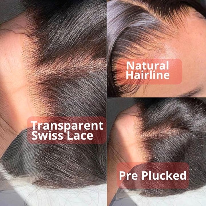 Destacar rubio claro sin pegamento transparente cierre de encaje cabello humano recto/pelucas onduladas del cuerpo 5x5 parte de encaje peluca de color-Amanda Hair