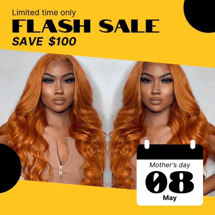 Vente flash : économisez 100 $, 48 heures seulement, perruques de couleur orange gingembre et cannelle, prix d'essai du nouveau produit !