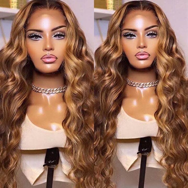 Flash Sale Extra 50% Off £¬Code£ºHALF50 ,Body Wave Lace Frontal Wigs Highlight Piano Color 13*4 HD Lace frontal Human Hair Wig-Amanda Hair
