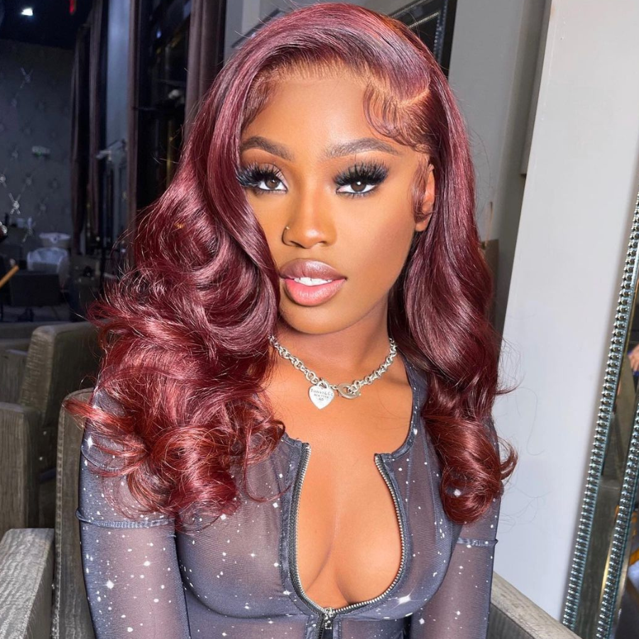 Flash Sale: Burgundy Wigs Body Wave 13x4 Lace Front Wigs 99J Colored Wigs-Amanda Hair