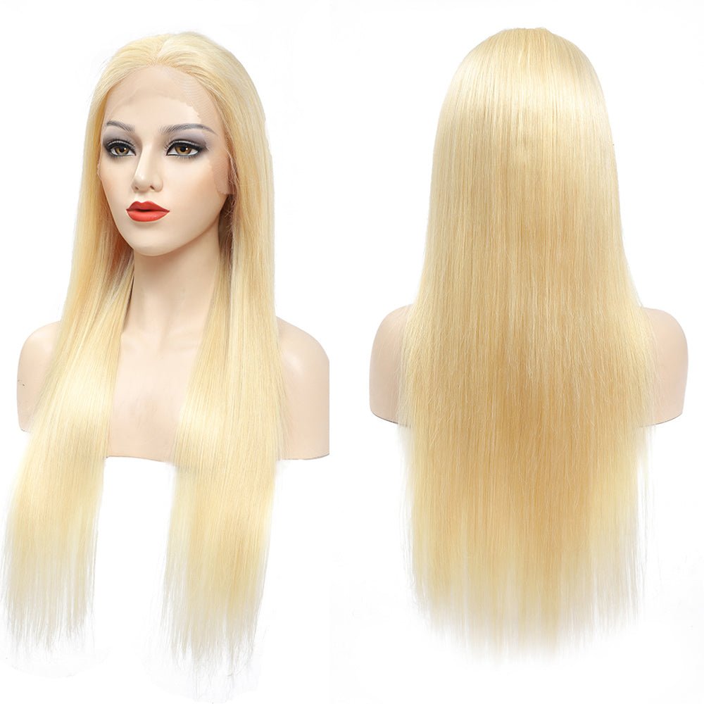Vente Flash : VENTE DE LIQUIDATION ! En stock! HD Transparent Dentelle Cheveux Raides Blonds 613 Perruques 