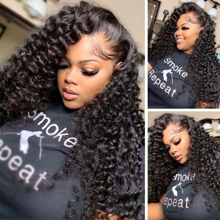 Wand Curl Hair 13*4/4*4/T Part Lace Front Human Hair Wig Bouncy Loose Curly 13*5*1 Lace Front wigs - Amanda Hair
