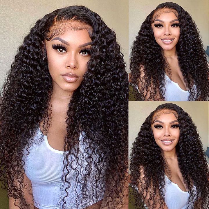 Flash Sale Extra 50% Off £¬Code£ºHALF50 ,Long Spanish Curly Wave Hair Undetectable Transparent HD Lace Black Human Hair Wigs-Amanda Hair
