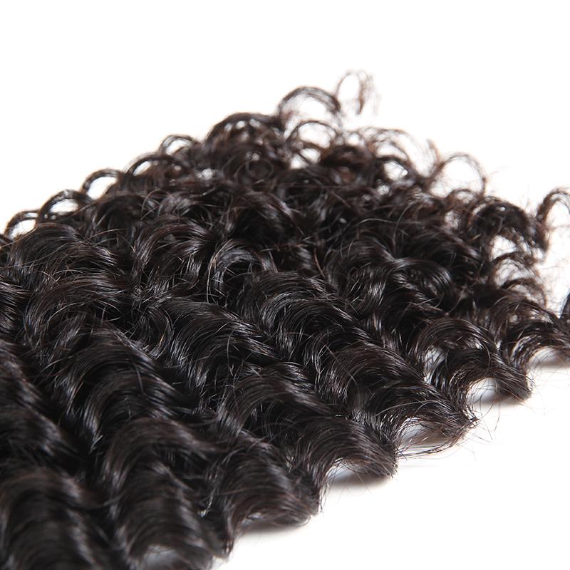 Brésiliens crépus bouclés 3 faisceaux avec fermeture à lacet 4*4 10A Grade 100% cheveux humains Remi doux brillant vague cheveux-Amanda cheveux