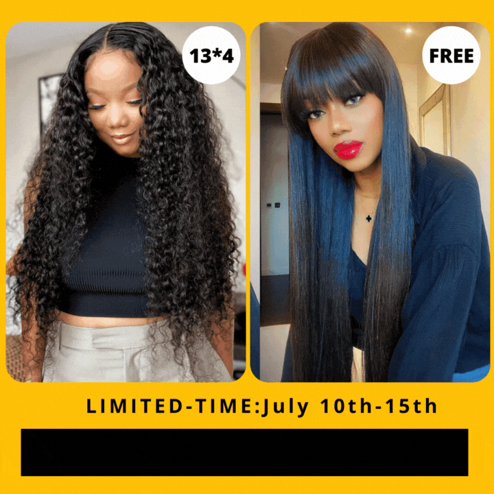 Flash Sale: Buy Deep Wave 13*4 HD Lace Wig, Get Glueless Straight Hair With Bangs For Free