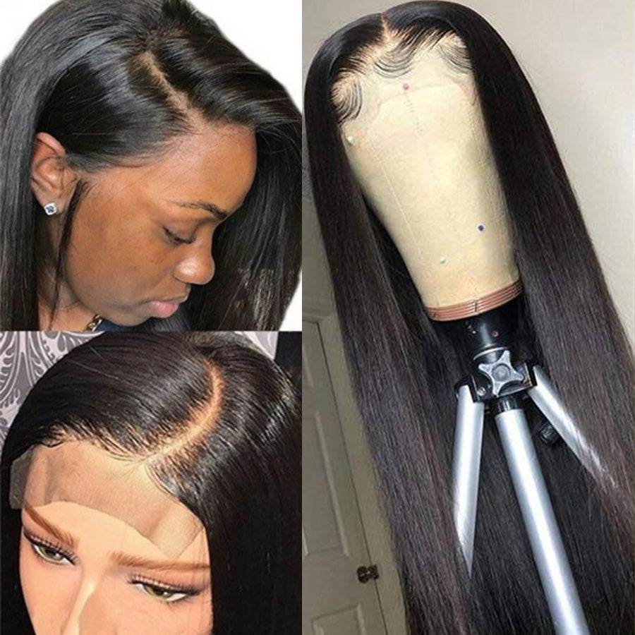Bone Straight Hair 4*4 Closure Wig Human Hair Lace Wigs Pre Plucked Natural Hairline