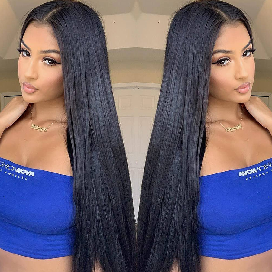 Bone Straight Hair 4*4 Closure Wig Human Hair Lace Wigs Pre Plucked Natural Hairline