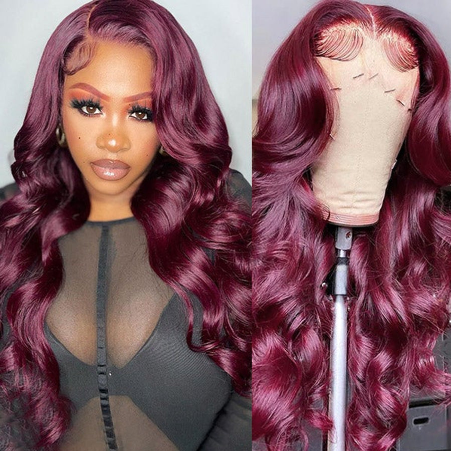 99J Burgundy Wig Body Wave 13x4 Lace Front Wigs Straight Colored Wigs Body Wave Human Hair Lace Front Wigs With Baby Hair Pre Plucked Best Human Hair Wigs