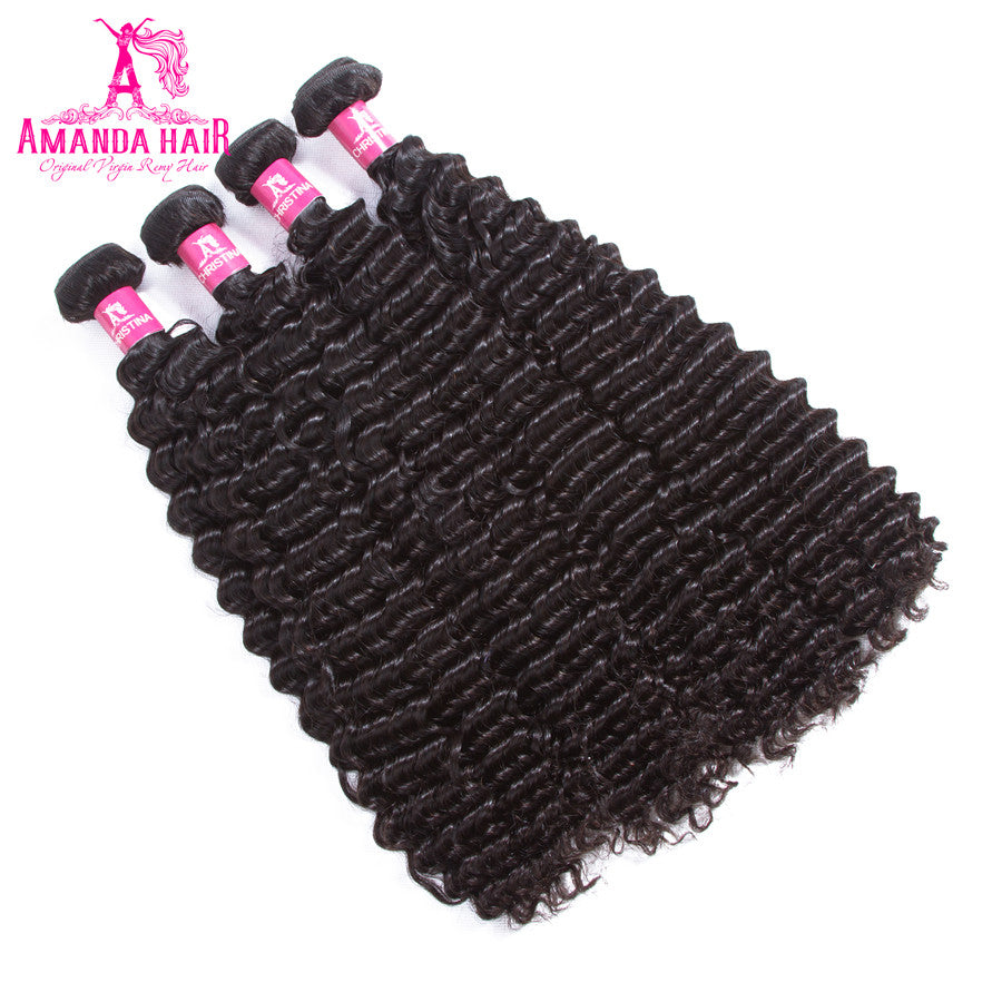 Kinky Curly 4 Bundles con 13 * 4 Lace Frontal 10A Grade Brazilian Hair 100% Remi Human Hair Soft Shiny Wave Hair - Amanda Hair