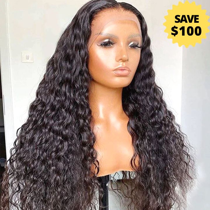 Vente flash: Économisez 100 $ Cheveux vague d'eau 13x6 Transparent HD Lace Front Wig 36 "Perruques longues sans colle Perruques de vrais cheveux humains pour femmes-Amanda Hair 