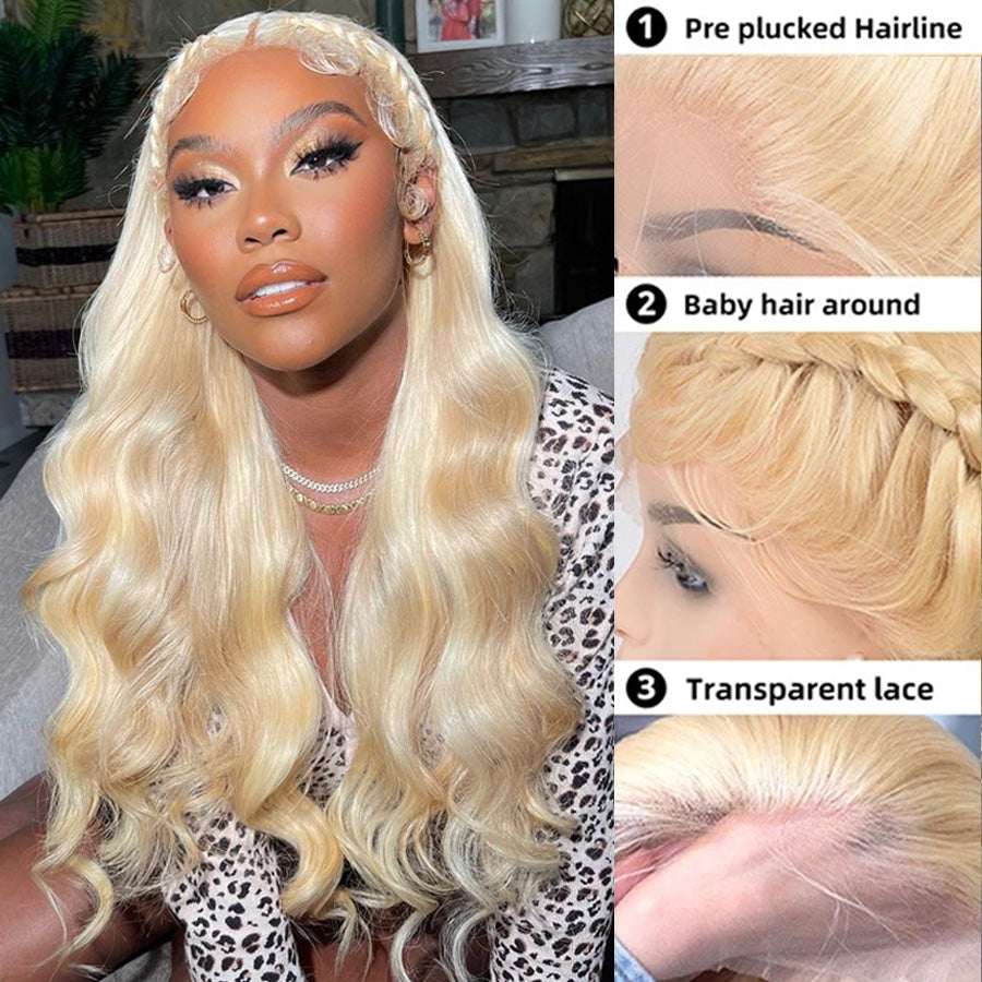 613 Blonde Body Wave 13x4 HD Lace Wig Virgin Human Hair Wigs Pre-Plucked Hairline With Baby Hair