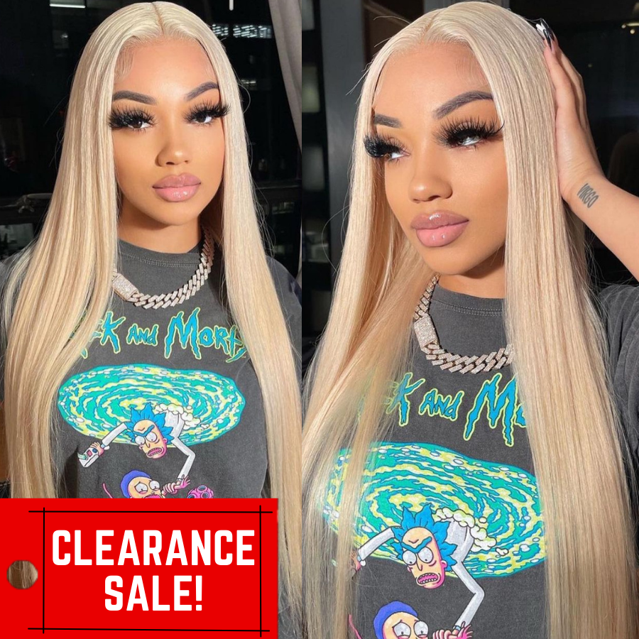 Flash Sale: CLEARANCE SALE! In Stock! HD Transparent Lace Straight Blond Hair 613 Wigs
