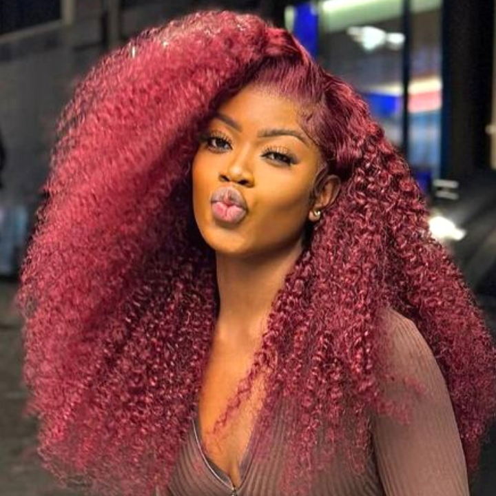 Flash Sale Extra 50% Off £¬Code£ºHALF50 ,Burgundy Lace Front Wig 99J Curly Human Hair Wigs Colored HD Transparent 13X4 Lace Frontal Wig Preplucked Red Hair Wig-Amanda Hair