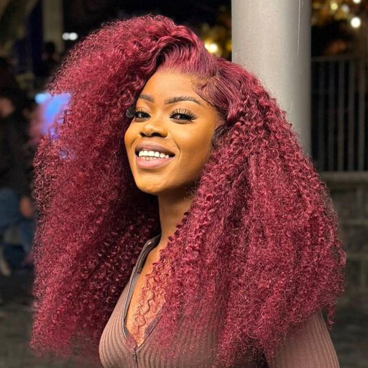 Flash Sale Extra 50% Off £¬Code£ºHALF50 ,Burgundy Lace Front Wig 99J Curly Human Hair Wigs Colored HD Transparent 13X4 Lace Frontal Wig Preplucked Red Hair Wig-Amanda Hair