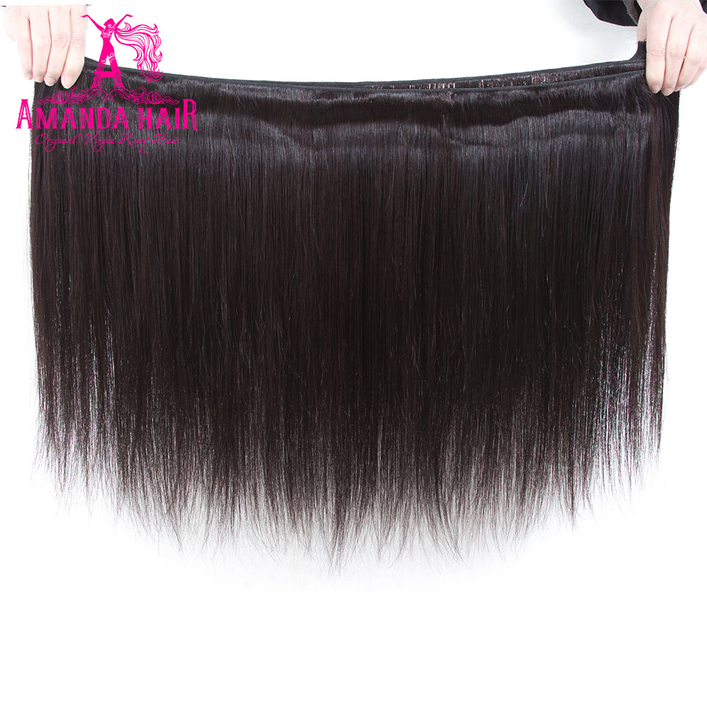 Brazilian Straight Hair 3 Bundles With 4*4 Lace Closure 10A Grade 100% Remy Human Hair - Amanda Hair