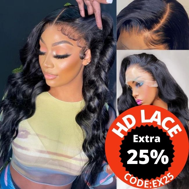 Promotion Series : Body Wave 13x4 Transparent Lace Frontal Wig Best Glueless HD Lace Wigs-Amanda Hair