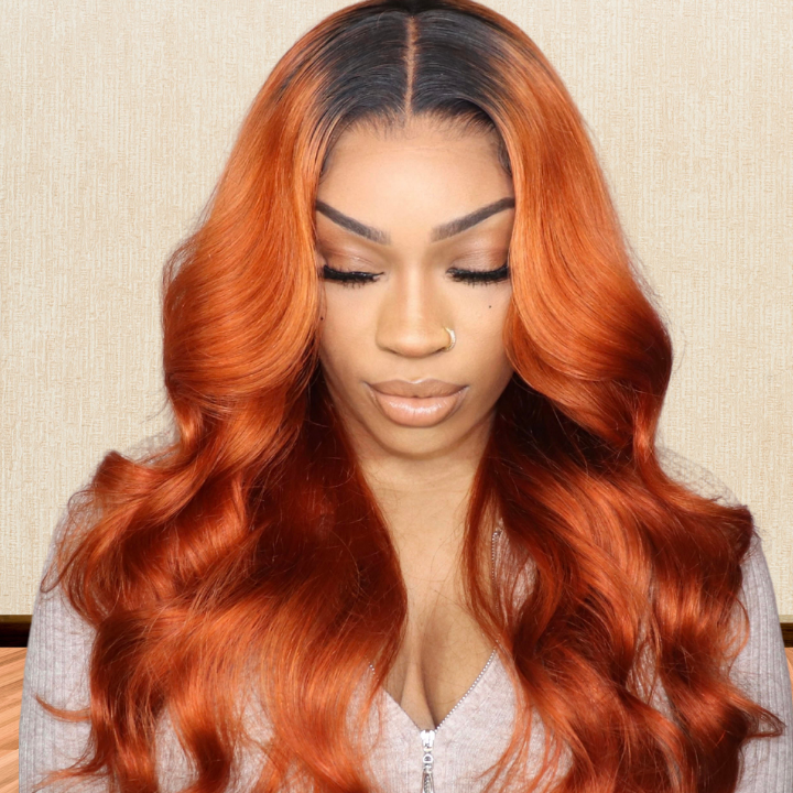 Dark Root Jengibre Color Straight 13x4 Lace Front /4*4 Lace Closure Pelucas Con Baby Hair - Amanda Hair